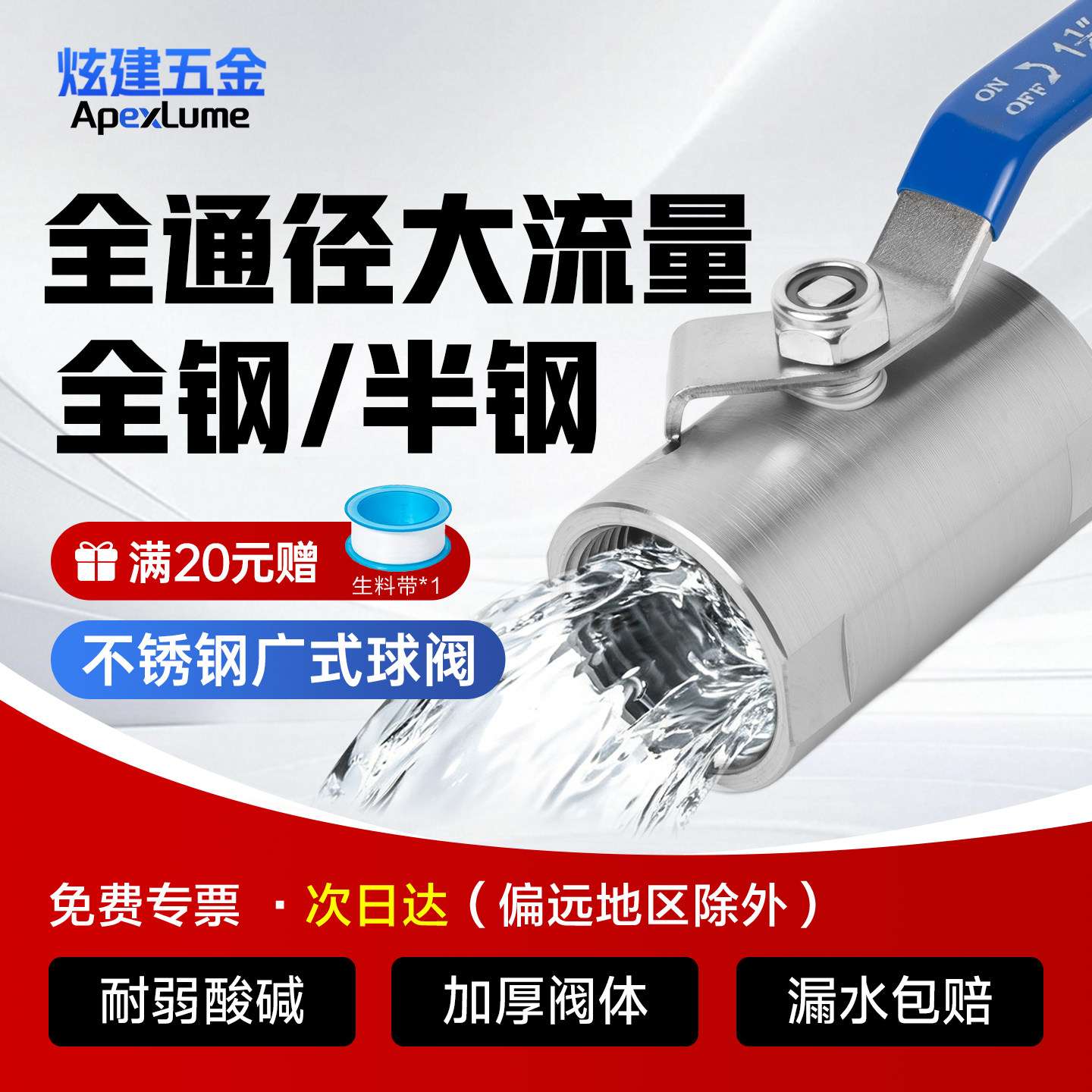 全钢广式球阀内螺纹阀门开关4分图片