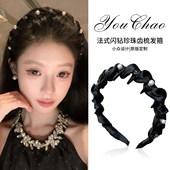 闪钻珍珠齿梳发箍女2025新款 高级感冬高颅顶头箍日常外戴发卡头饰