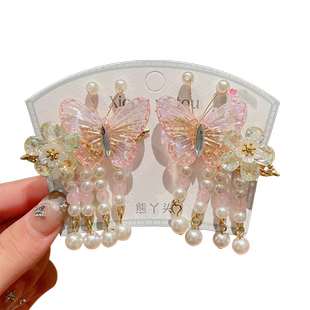 儿童汉服中秋头饰古风发夹新中式发卡中国风女童刘海边夹夹子头饰