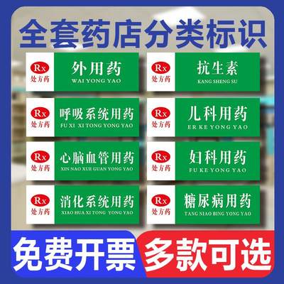 门诊医院诊所大药房药店分类分区标识牌全套标签区域指示牌药品分区域儿科用药分组GSP认证贴纸定制挂标志牌