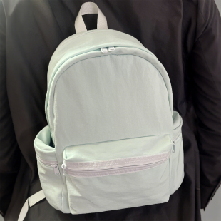 薄荷绿书包初中女生双肩背包大容量高中大学生上课14寸电脑包轻便