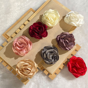 DIY手工頭飾半成品仿真花布花玫瑰花婚慶花仙裙子5cm燒邊胸花配件