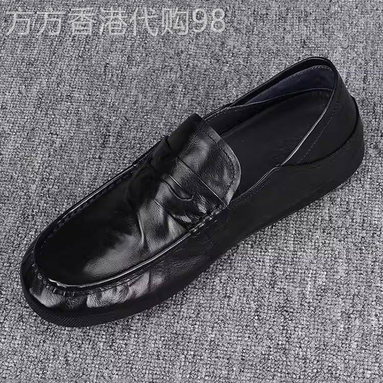 潮牌真皮黑色一脚蹬豆豆鞋男春秋季2026年新款百搭休闲轻便乐福鞋