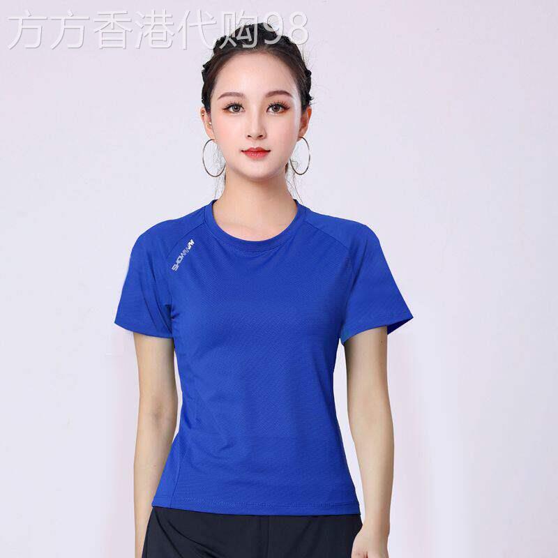 韩国夏季薄款速干短袖T恤上衣女高弹凉感显瘦户外跑步衣服运动衣