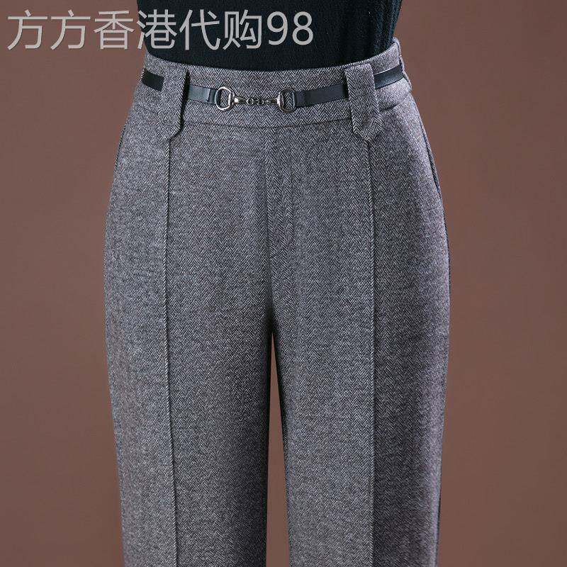羊毛呢直筒裤女2025年秋冬季新款加厚休闲西裤中年妈妈大尺码显瘦