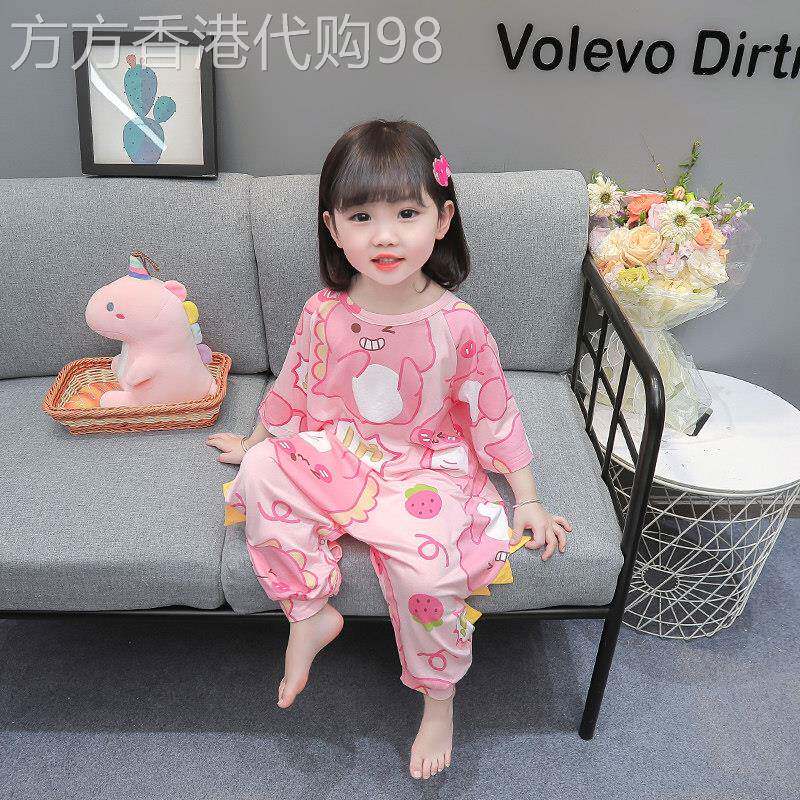 韩国洋派女童连身睡衣婴儿薄款睡袋儿童莫代尔春夏空调家居服潮酷