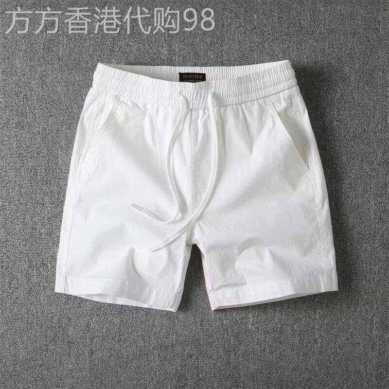 白色短裤男士夏季美式潮牌宽松痞帅系带直筒户外休闲沙滩五分裤子