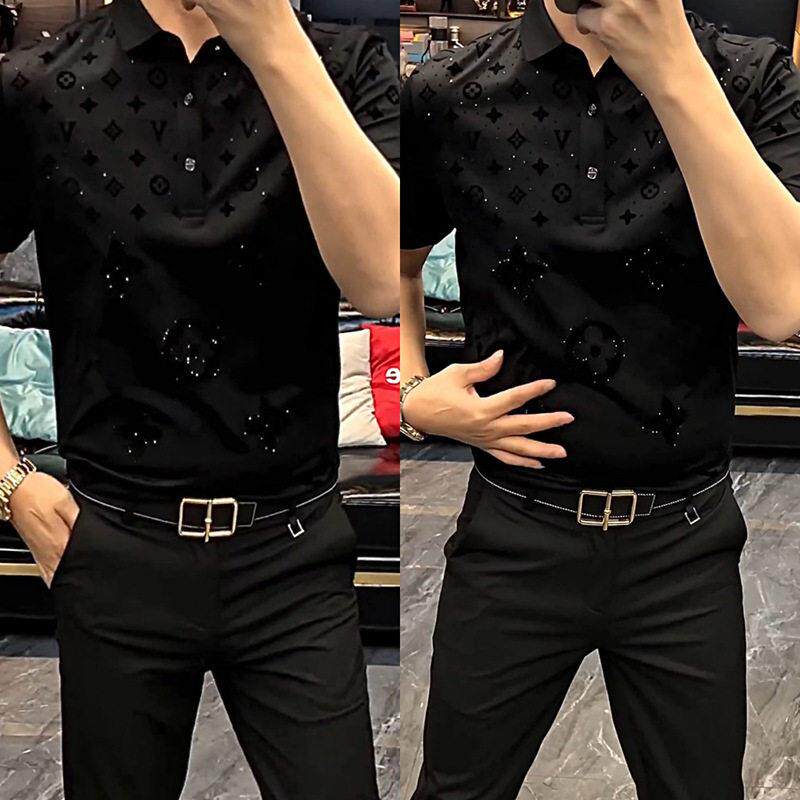 春夏季新款男士修身帅气翻领短袖POLO衫简约时尚休闲舒适百搭半袖