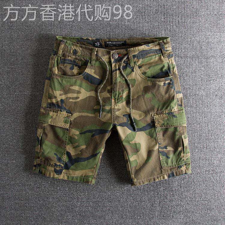 迷彩短裤男潮牌ins爆款薄款修身工装纯棉外穿百搭美式五分裤运动