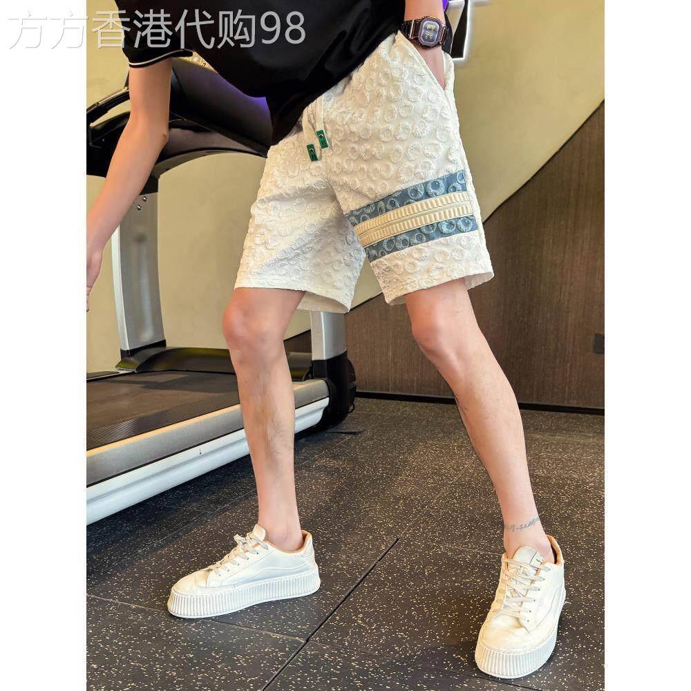 高级感短裤男休闲宽松男裤夏季薄款潮流休闲中裤子条纹五分男裤