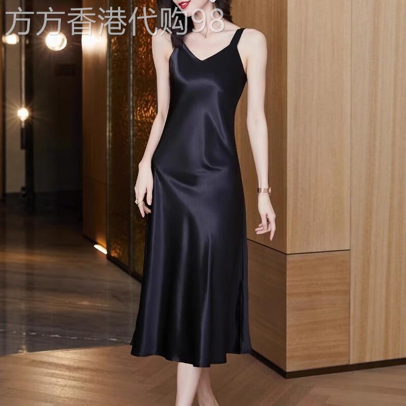 醋酸缎面吊带洋装女夏季2026新款高级感气质修身显瘦背心长裙子