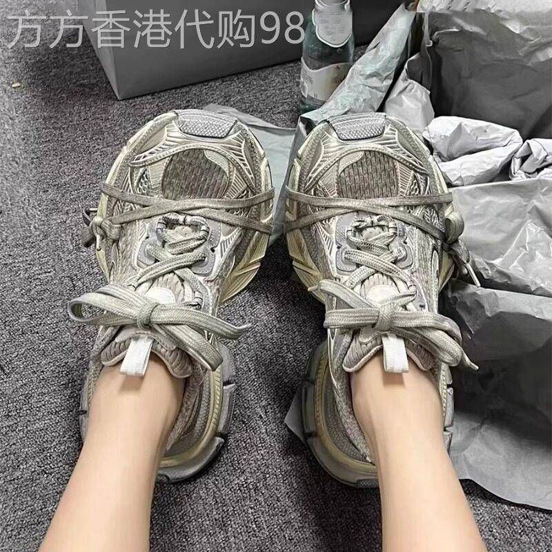 【巴家同款】巴黎厚底老爹鞋女3XL透气厚底高个子增高运动休闲鞋图片