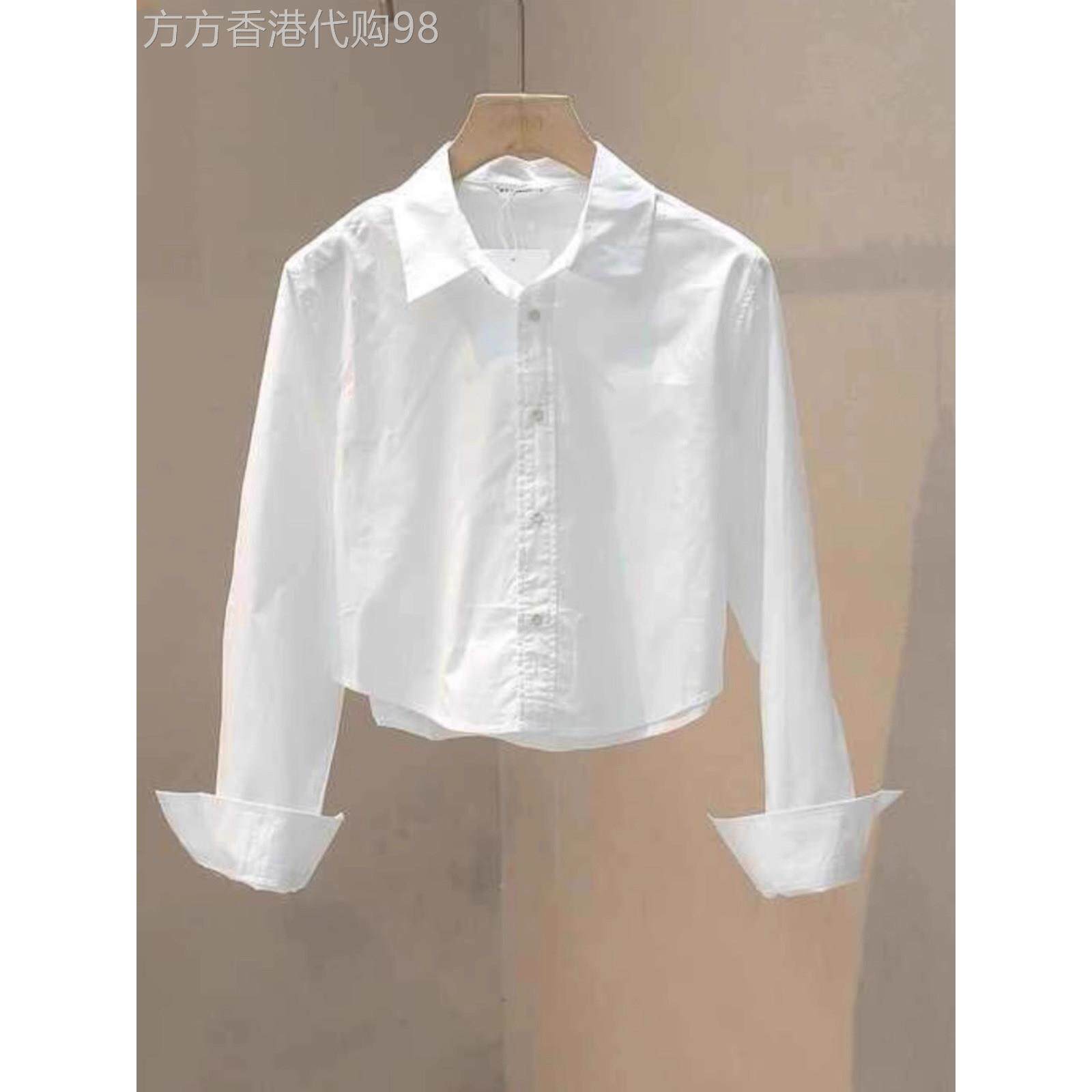 纯棉白色衬衫女长袖春秋2025新款韩版短款设计感小众休闲衬衣上衣