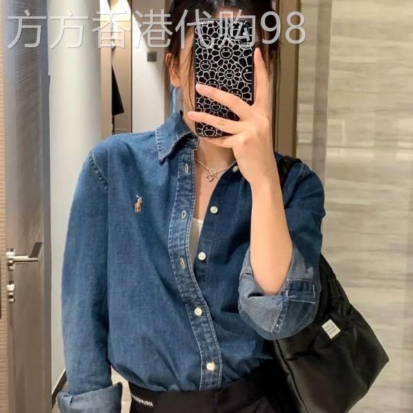 时尚高端奢牌水洗2025明星同款战马刺绣衬衫时髦修身口袋牛仔衬衣