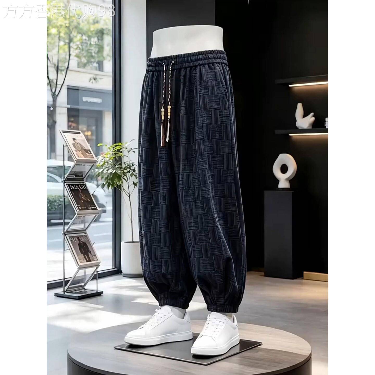 潮牌薄款中式束脚灯笼裤男夏中国风扎染阔腿哈伦裤垂感宽松休闲裤