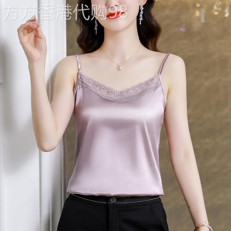 蕾丝吊带背心女2026新款夏季大码真丝无袖内搭打底衫醋酸缎面上衣