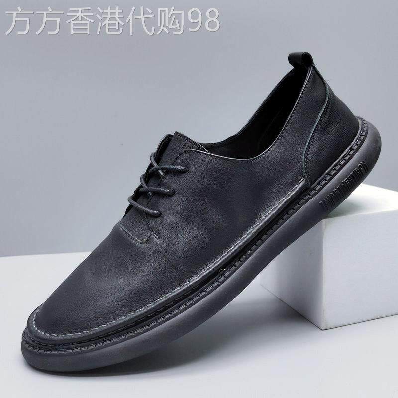 它是trbottom品牌休闲皮鞋男士层软牛皮春秋单层透气轻质软底软面