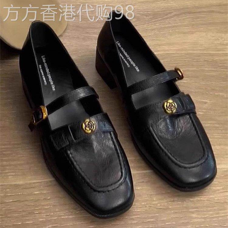法式真皮复古玛丽珍一字扣带乐福鞋女2026春季小皮鞋中跟软底单鞋
