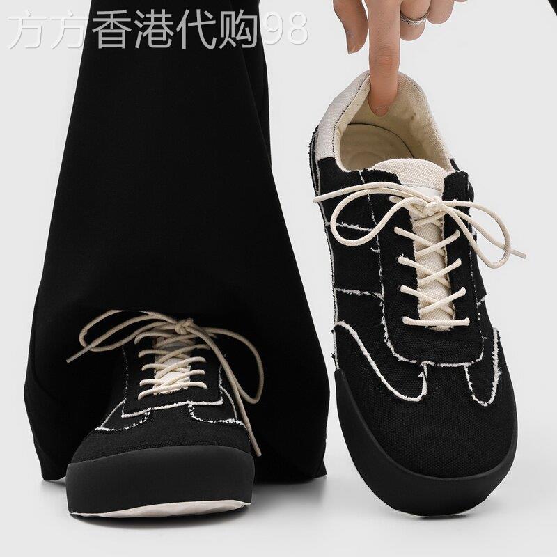 【高品质】黑白拼色复古德训鞋男运动休闲鞋平底帆布鞋通勤阿甘鞋