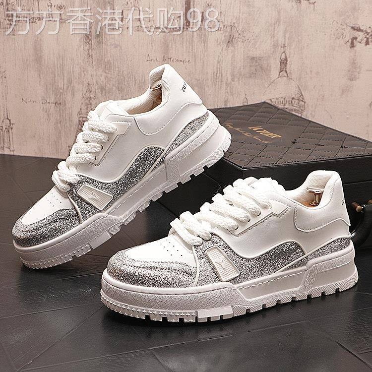 欧洲站低帮休闲鞋时尚韩版亮片多巴胺板鞋时尚百搭增高透气潮流男