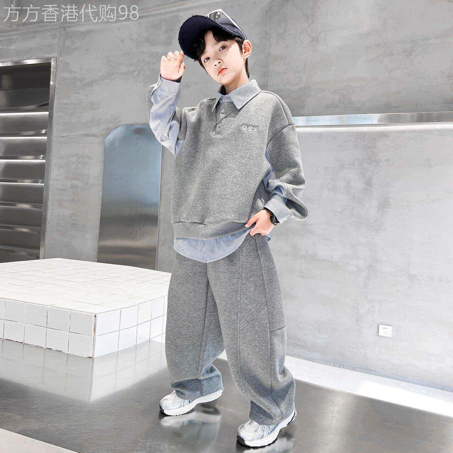 法国潮牌男童秋装套装2025新款秋季中大童男孩POLO衫运动服春秋