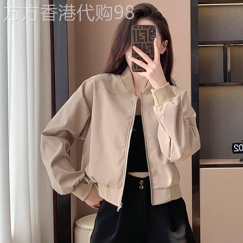 潮牌休闲短款棒球服女春秋季小个子刺绣修身显瘦高腰夹克外套上衣