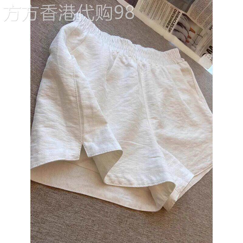 白色短裤女夏季薄款2026新款外穿高腰宽松小个子休闲运动阔腿裤子