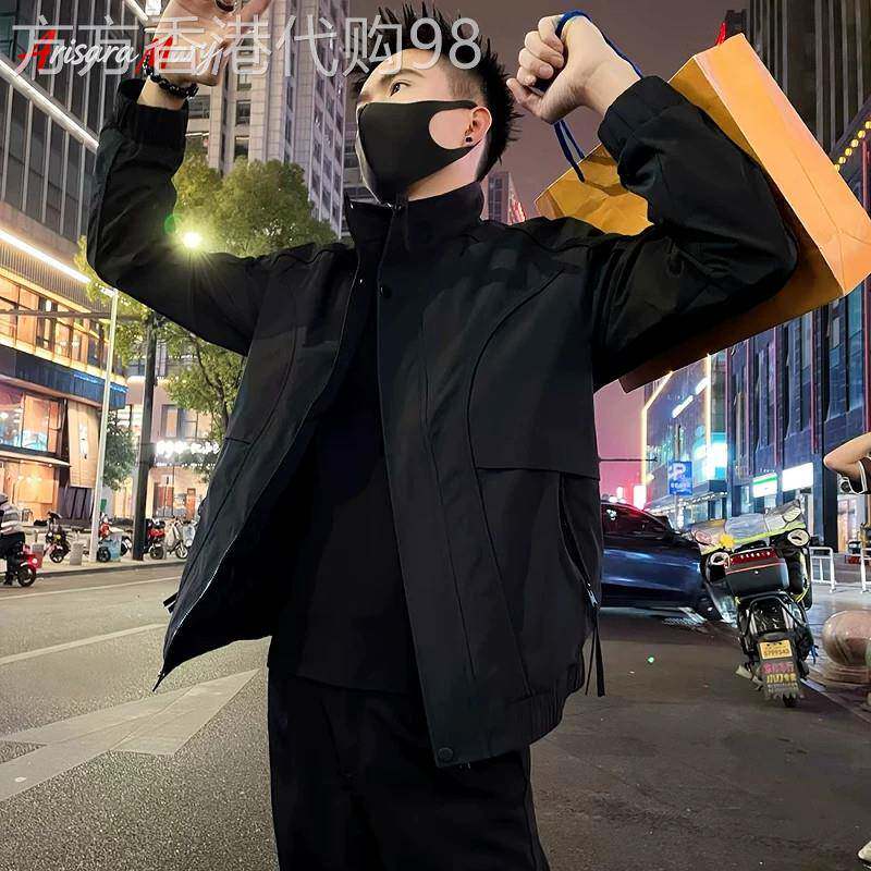 A&M黑色立领夹克男士2026新款春秋季高级感防风休闲工装外套男款