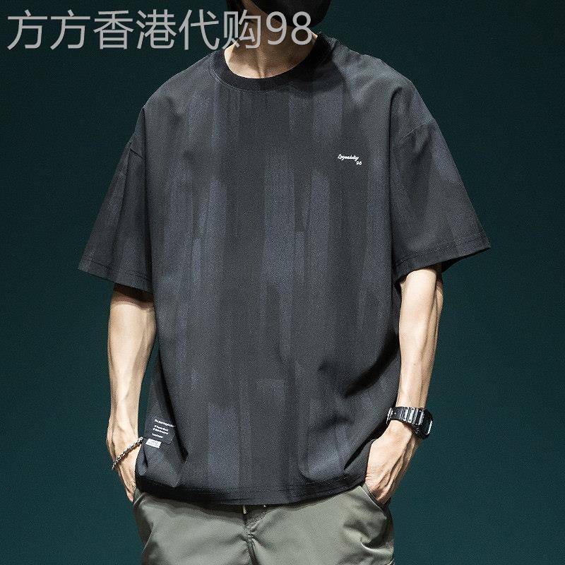 冰丝印花短袖t恤男潮牌夏季宽松速干运动半袖体恤男士休闲上衣服