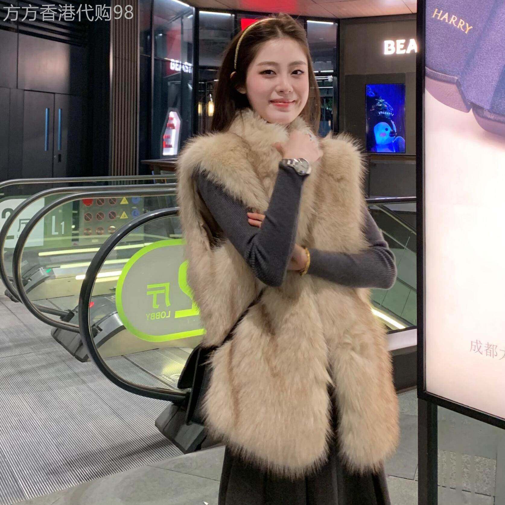 轻奢2026冬新款加厚中长版皮草背心女毛毛马夹外套立领彷貂绒大衣
