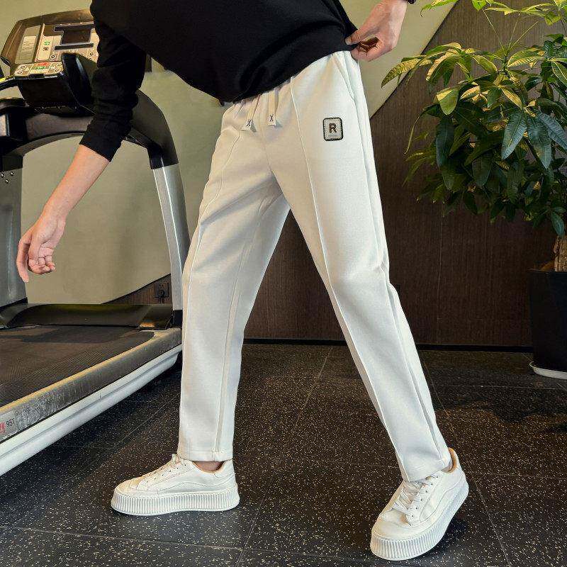 美式潮牌窄版直筒卫裤男秋冬加绒保暖运动裤痞帅宽松直筒裤休闲裤