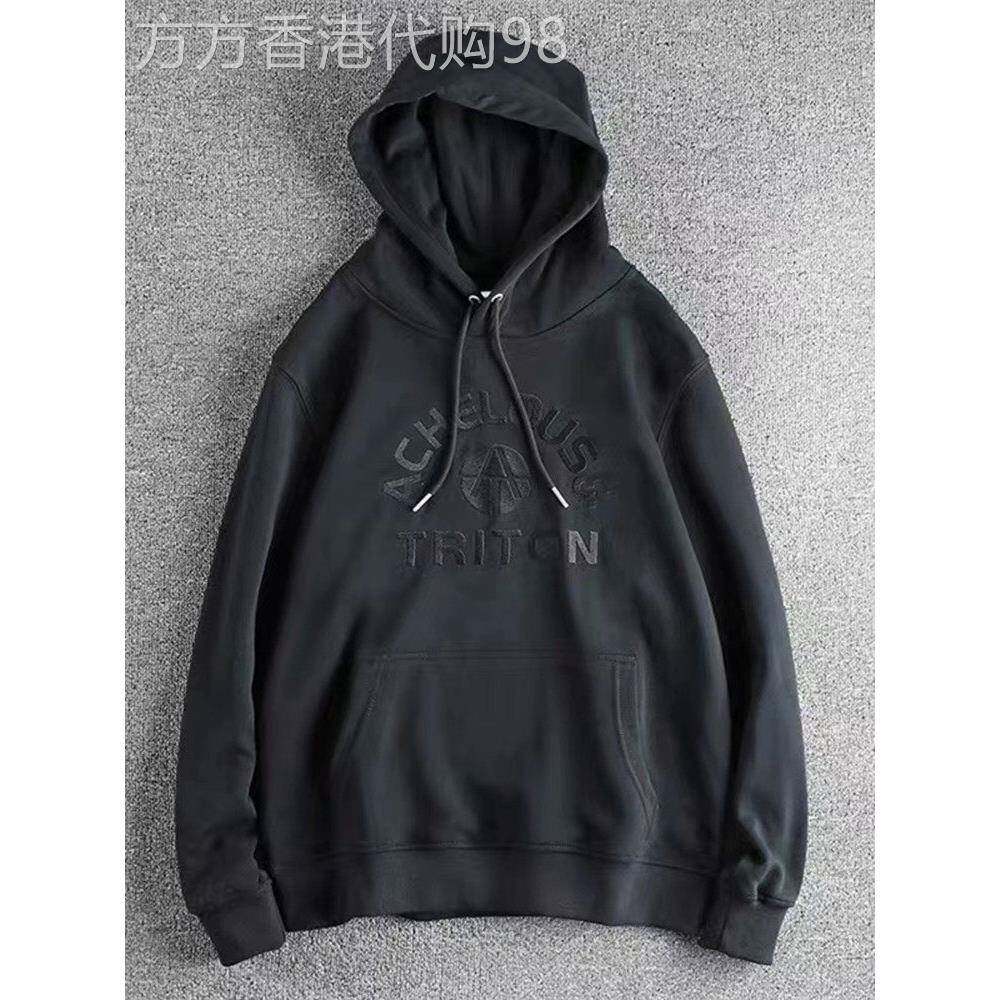 代购潮牌秋冬美式休闲覆古刺绣男士连帽套头卫衣水洗毛圈宽松上衣