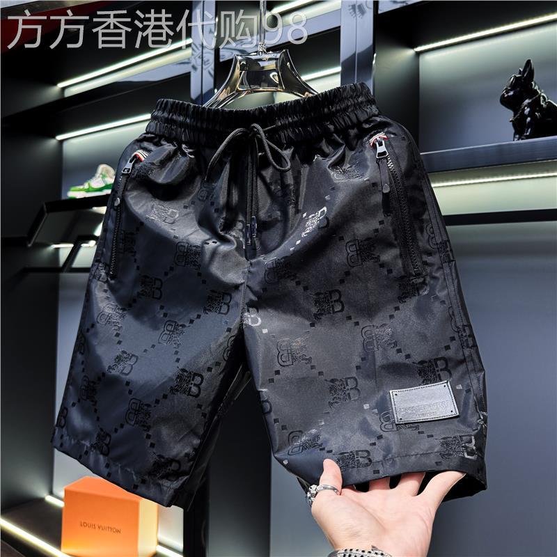 潮牌男士高端提花战马休闲短裤新款夏季外穿沙滩潮流时尚五分裤男
