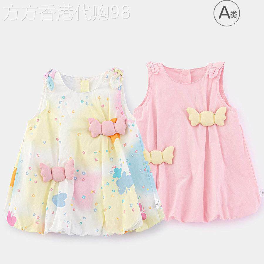 英国DHWA女宝宝公主裙夏季新款无袖背心裙女童洋装婴幼儿花苞裙