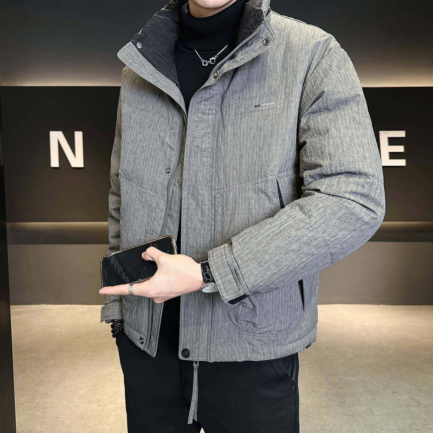 高端轻奢羽绒服男冬季潮牌立领2025新款90白鸭绒修身加厚冬装外套