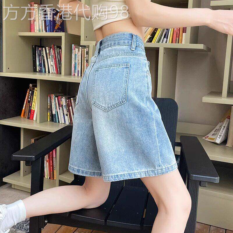 浅蓝色五分牛仔短裤女2026夏季薄款宽松遮腿型5分裤显瘦显高五分