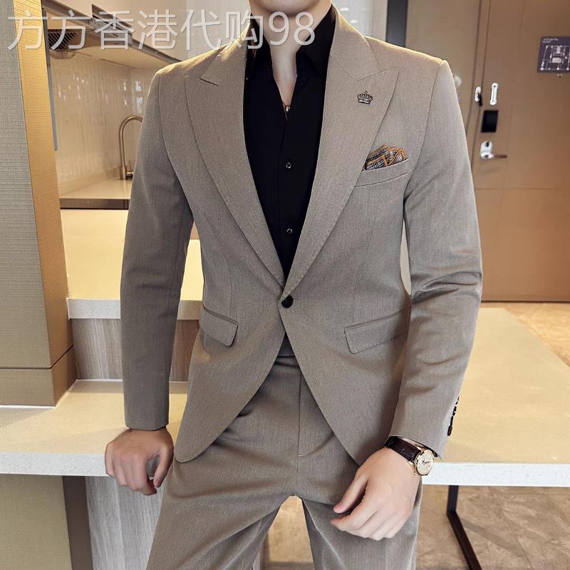 UASK休闲西装套装男伴郎结婚礼服高端轻奢商务男士西服三件套修身