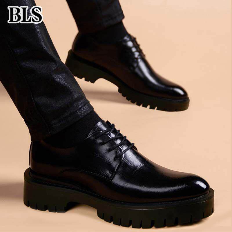 高端真皮厚底皮鞋男款秋冬季2025新款加绒保暖男士增高商务休闲鞋