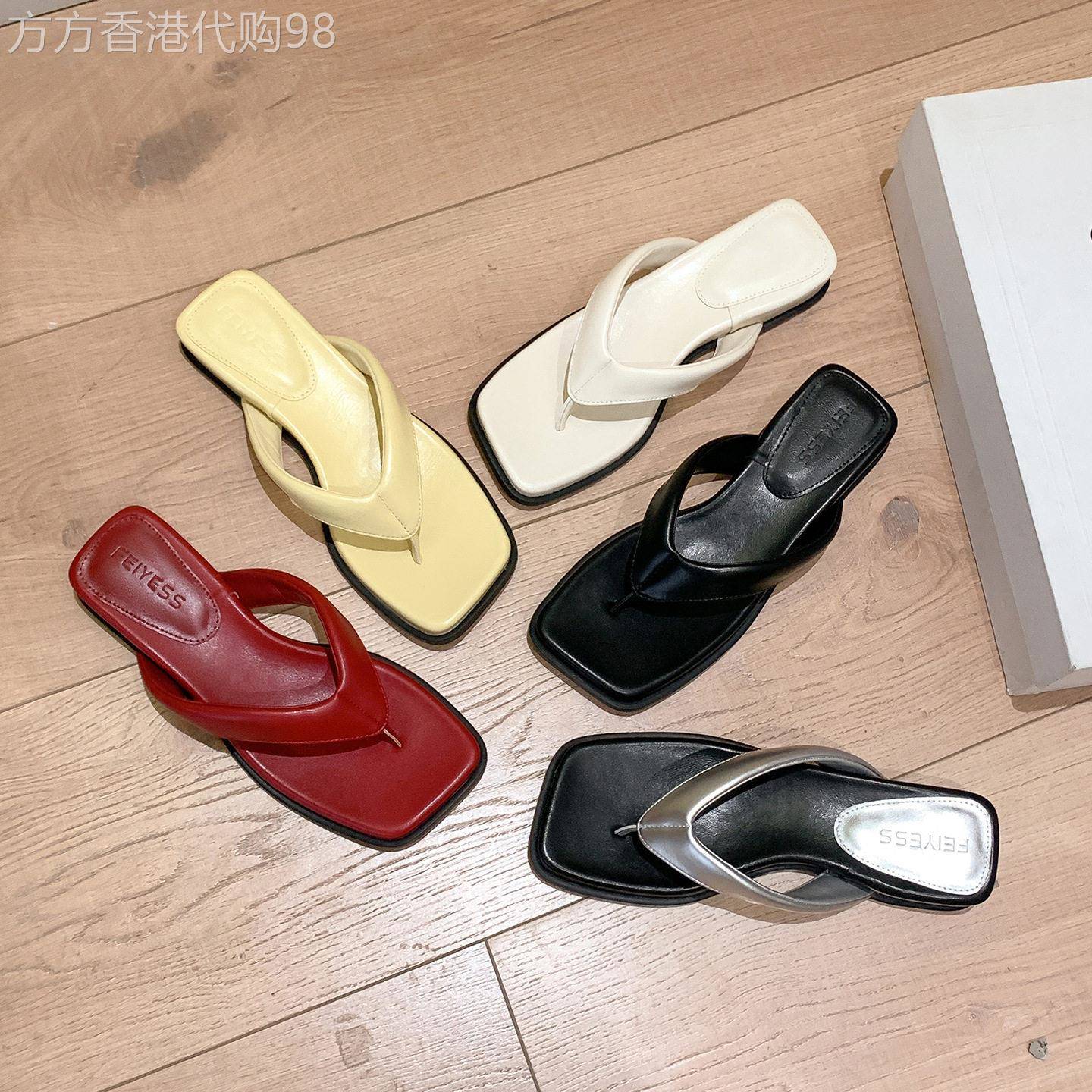 港风真皮法式绝美夹趾凉拖鞋女2026夏季新款外穿软厚底人字拖拖鞋