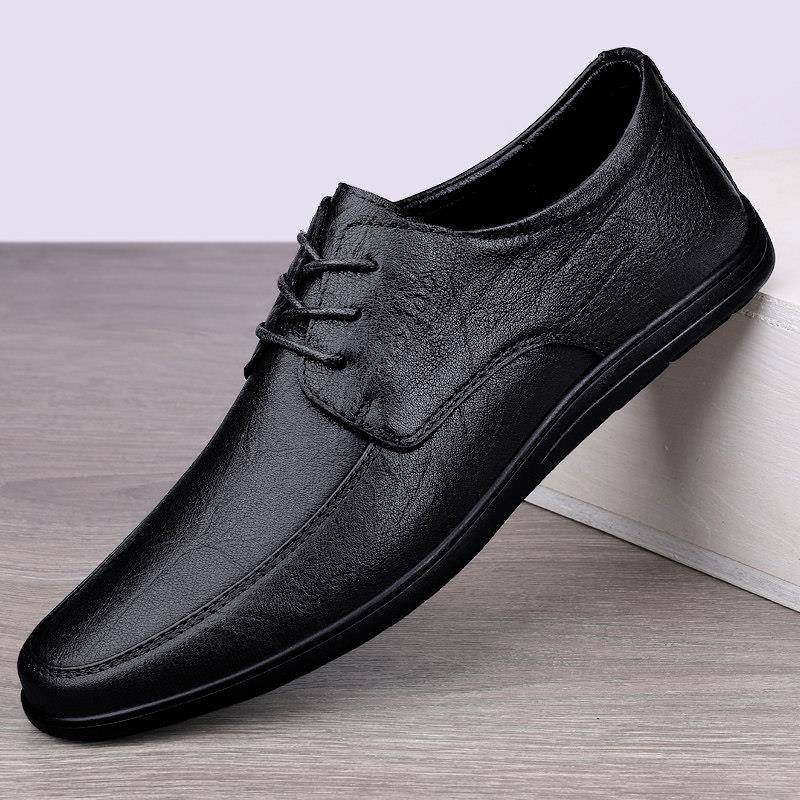 男鞋秋冬2024新款商务真皮加绒棉鞋男士休闲皮鞋一脚蹬豆豆鞋男款