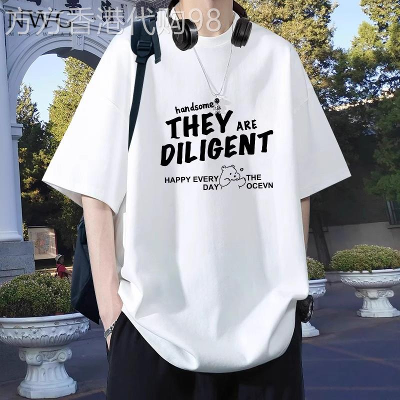 潮牌重磅纯棉短袖T恤男夏季2026新款百搭宽松大尺码五分袖T恤上衣