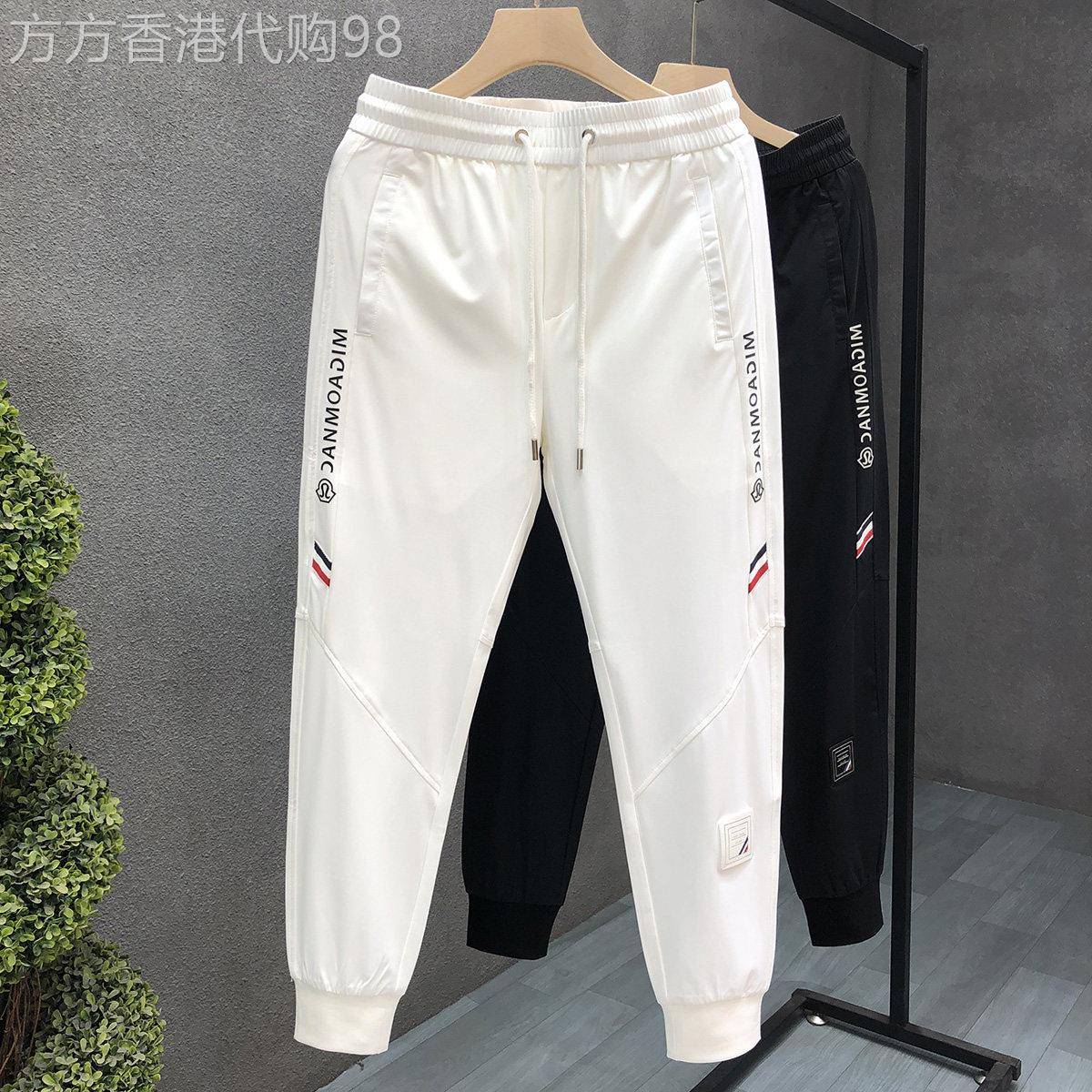 欧货洋气白色束脚运动裤男潮牌休闲裤子2025夏季新款薄款潮流卫裤