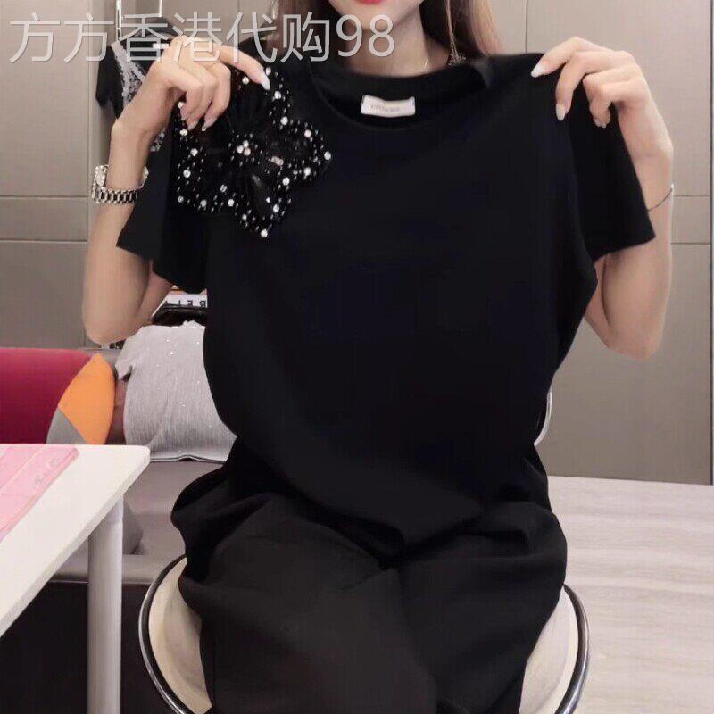 韩国重工烫钻短袖T恤女2026夏季新款大码胖MM显瘦设计感时尚上衣