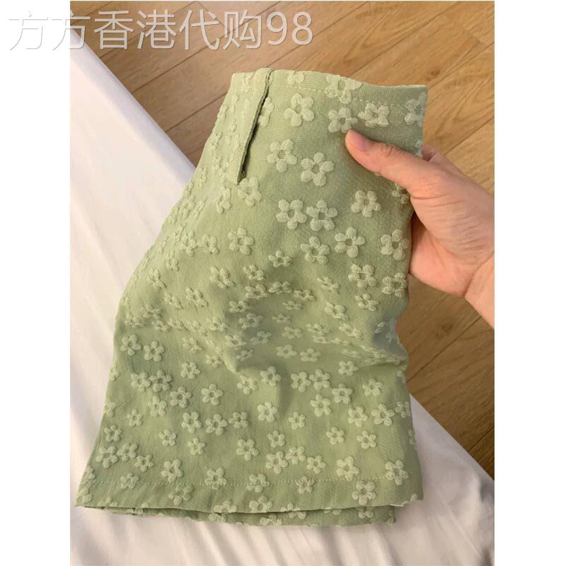 韩系薄荷绿立体小花朵半身裙女2026夏季新款欧货高腰A字百搭短裙