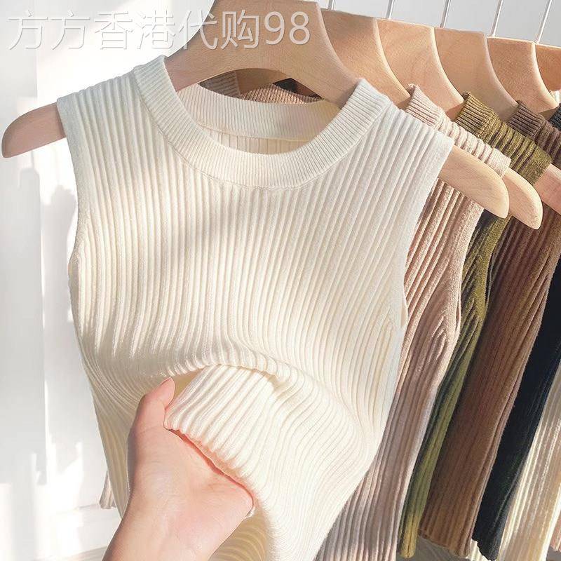 螺纹针织无袖吊带背心女夏季2026新款宽松显瘦外穿装t恤打底上衣
