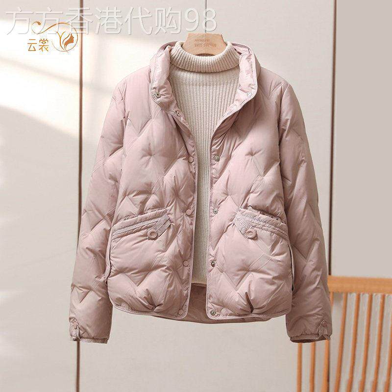 轻薄立领羽绒服女2025冬季新款小个子时尚短款90白鸭绒面包服外套