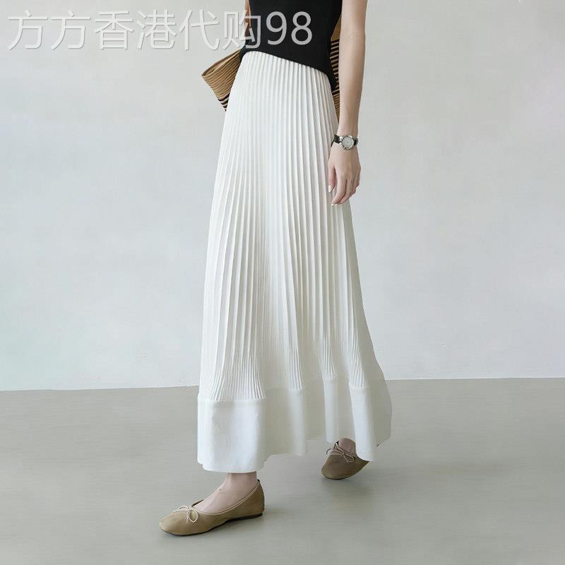 白色百褶半身裙女2026夏季新款高腰宽松通勤优雅风温柔时尚A字裙