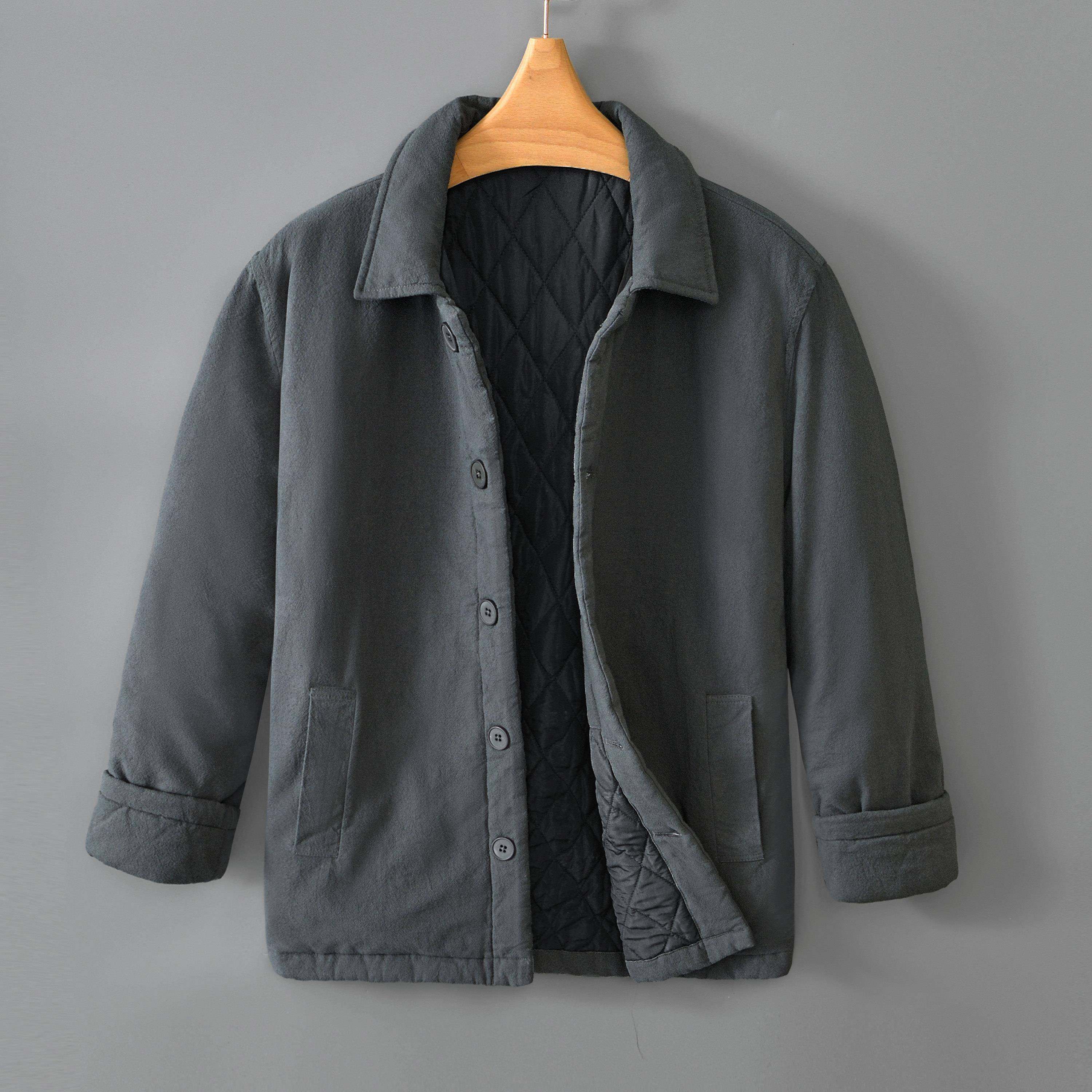 冬季加厚保暖棉服男翻领复古休闲外套男士宽松纯色棉袄,男装,大码上装,淘宝优惠券,粉丝福利购,淘宝优惠卷