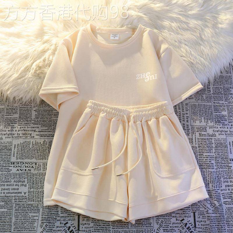 潮牌休闲运动服套装女2025夏季新款韩版短袖短裤小个子宽松两件套