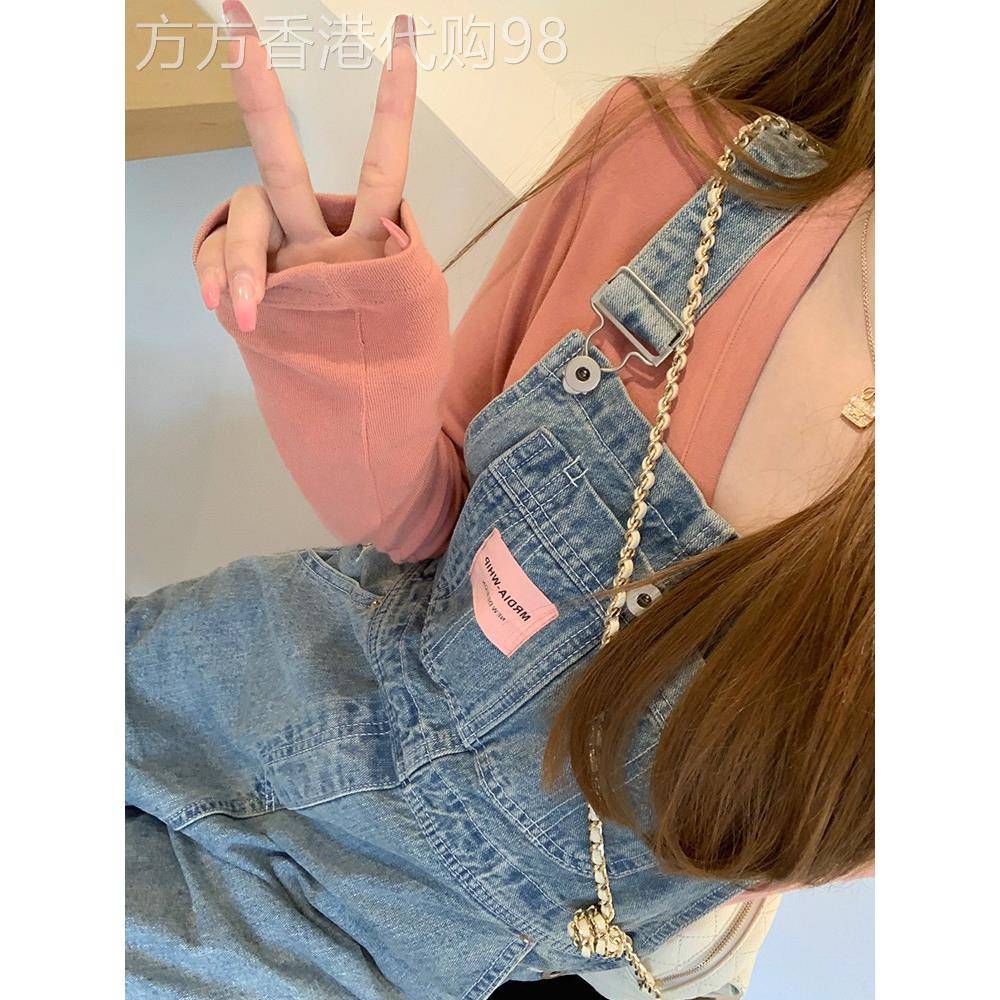 潮牌奶盐系高腰牛仔背带裤女2025年春季新款显瘦休闲百搭连体裤子